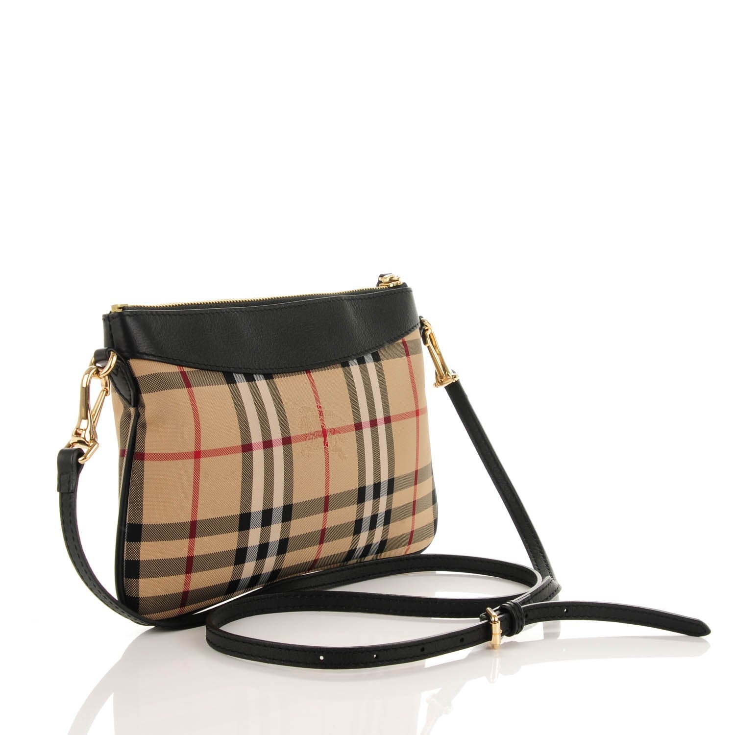 Burberry Horseferry Check Peyton Crossbody Clutch Bag Black 3 of 7