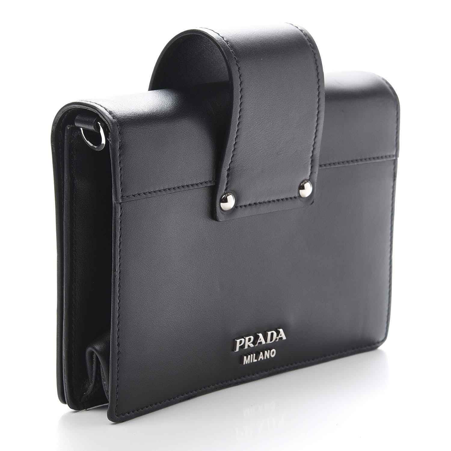 Prada City Calf Plex Ribbon Bag Black Rosa 3 of 12