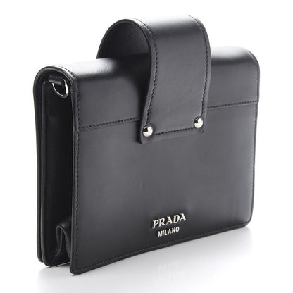 Prada City Calf Plex Ribbon Bag Black Rosa 3 of 12