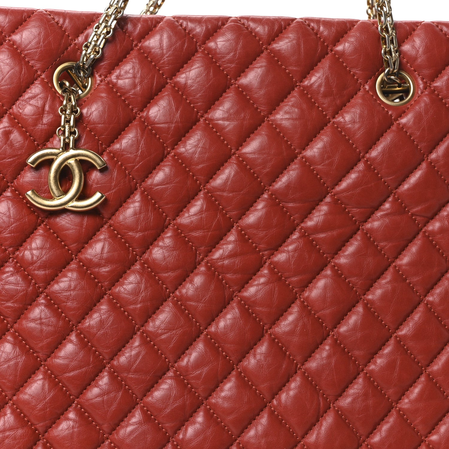 Chanel Lambskin Quilted Medium New Bubble North South Tote Red 8 of 10