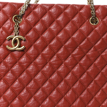 Chanel Lambskin Quilted Medium New Bubble North South Tote Red 8 of 10