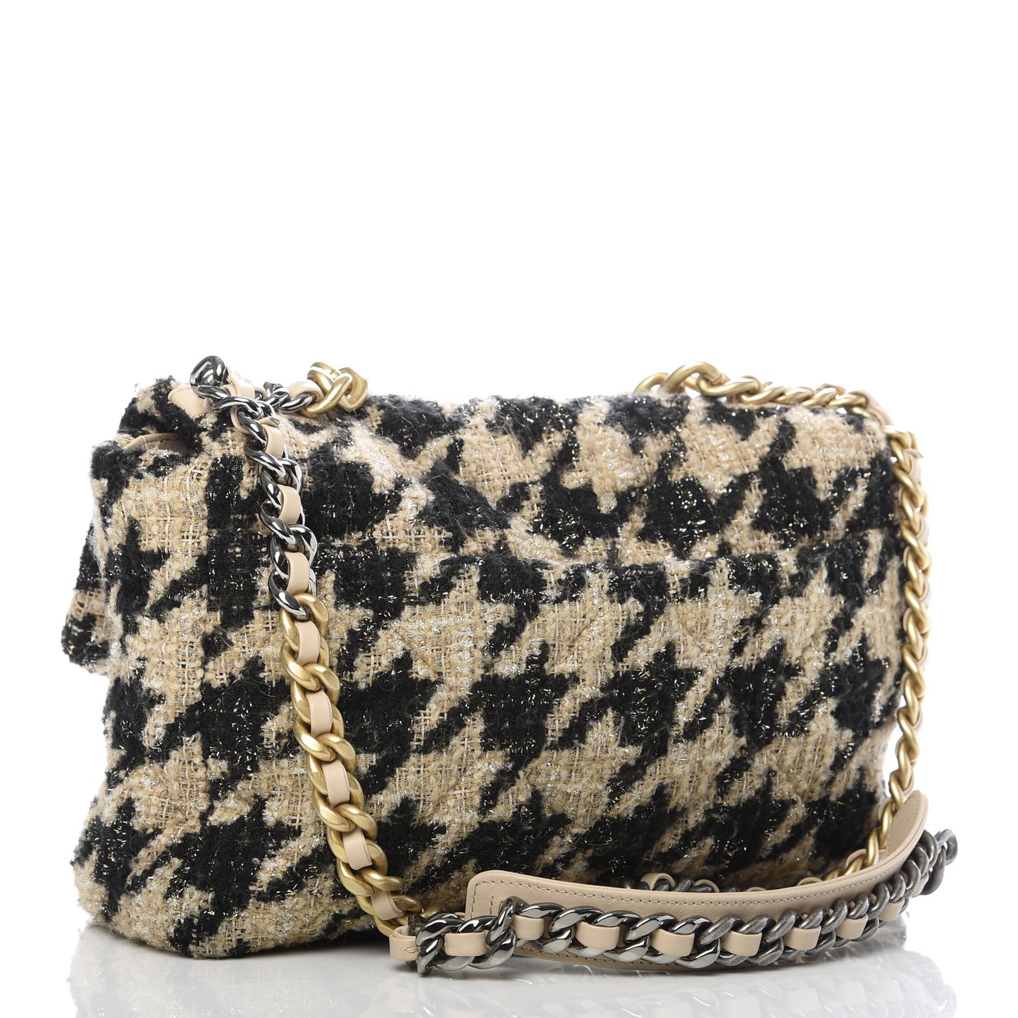 Tweed Large 19 Flap Beige Black