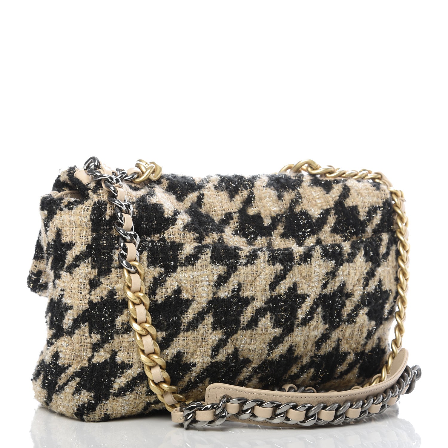 Chanel Tweed Large 19 Flap Beige Black 4 of 11