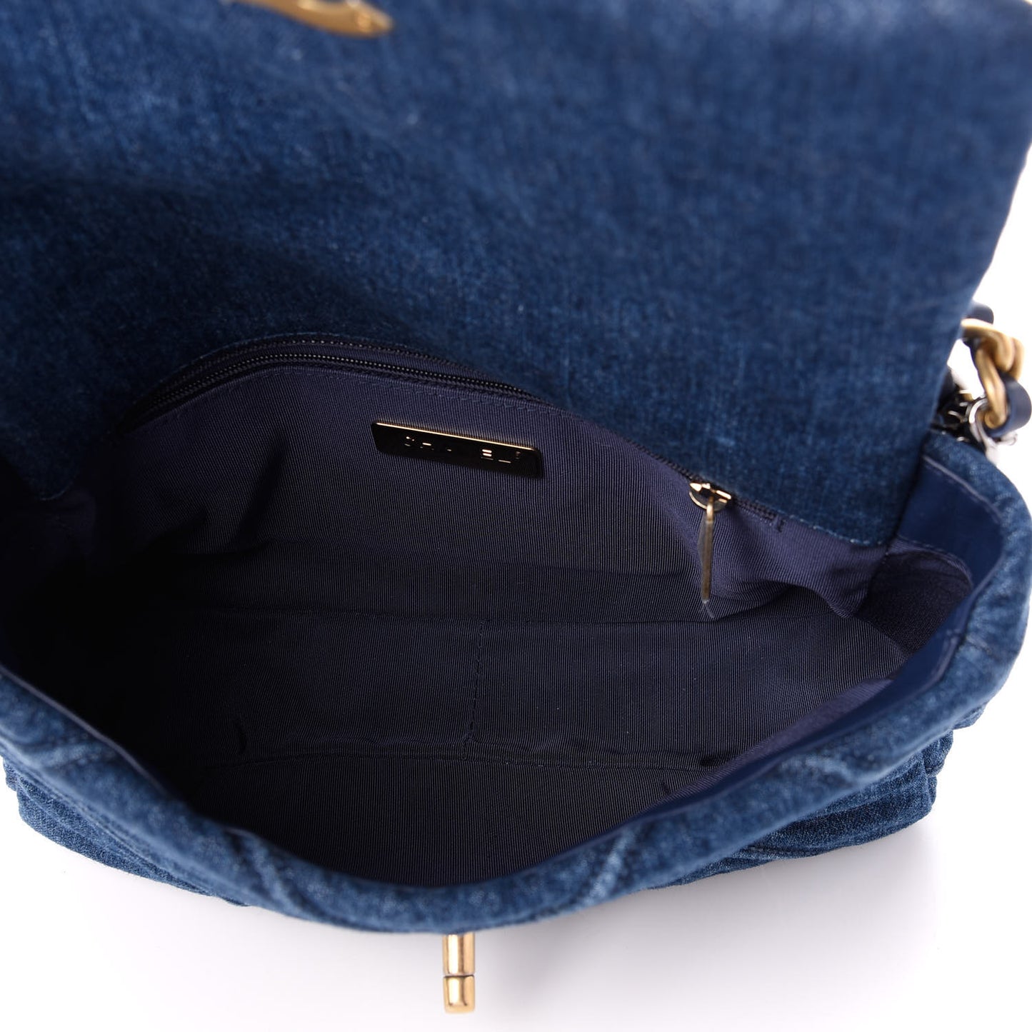 Denim Quilted Medium Chanel 19 Flap Blue