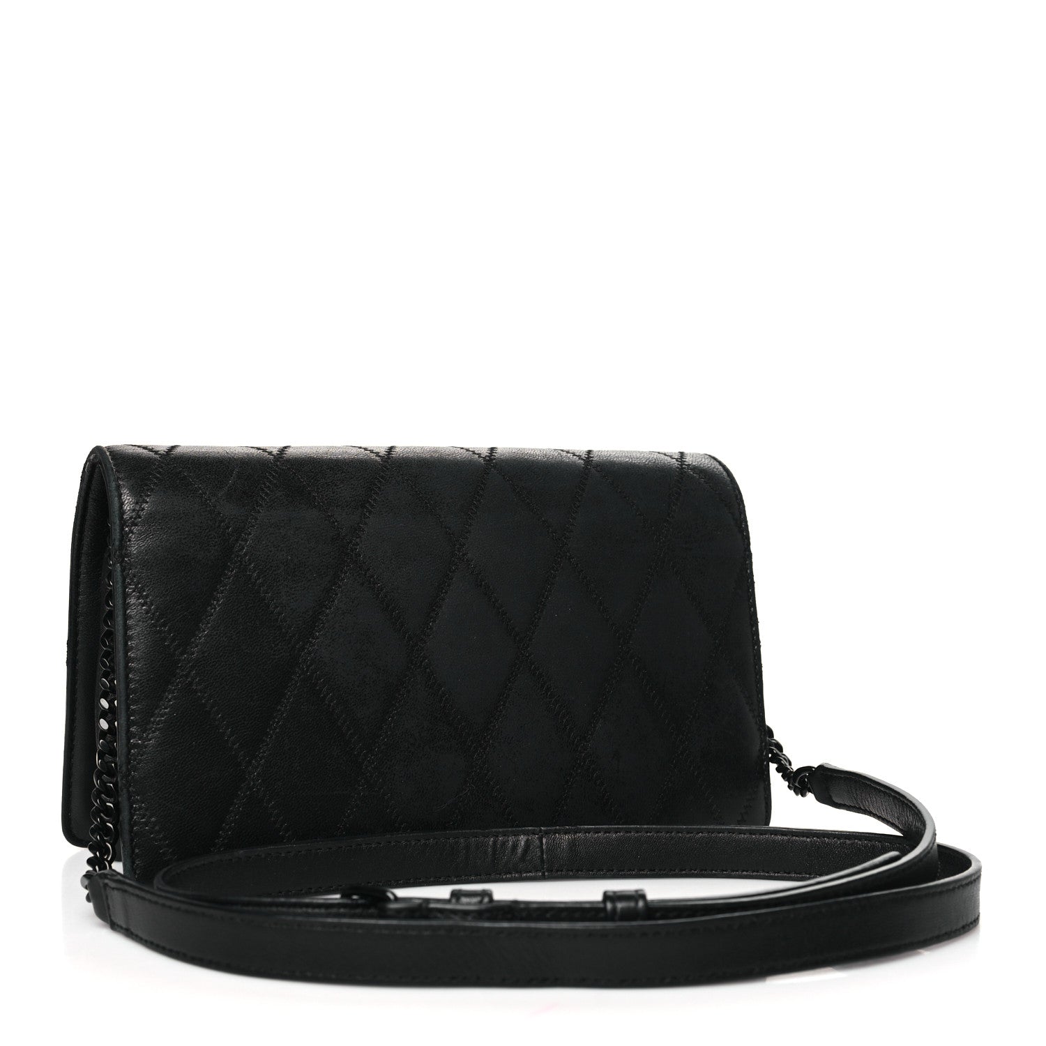 Saint Laurent Lambskin Diamond Quilted Monogram Angie Chain Bag Black 3 of 12
