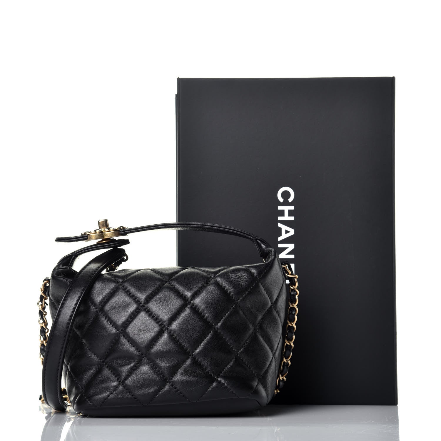 Chanel Lambskin Quilted Small Perfect Meeting Hobo Black 11 of 11