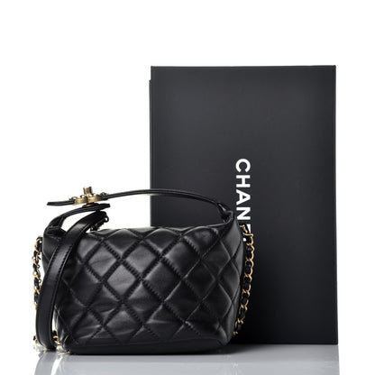 Chanel Lambskin Quilted Small Perfect Meeting Hobo Black 11 of 11