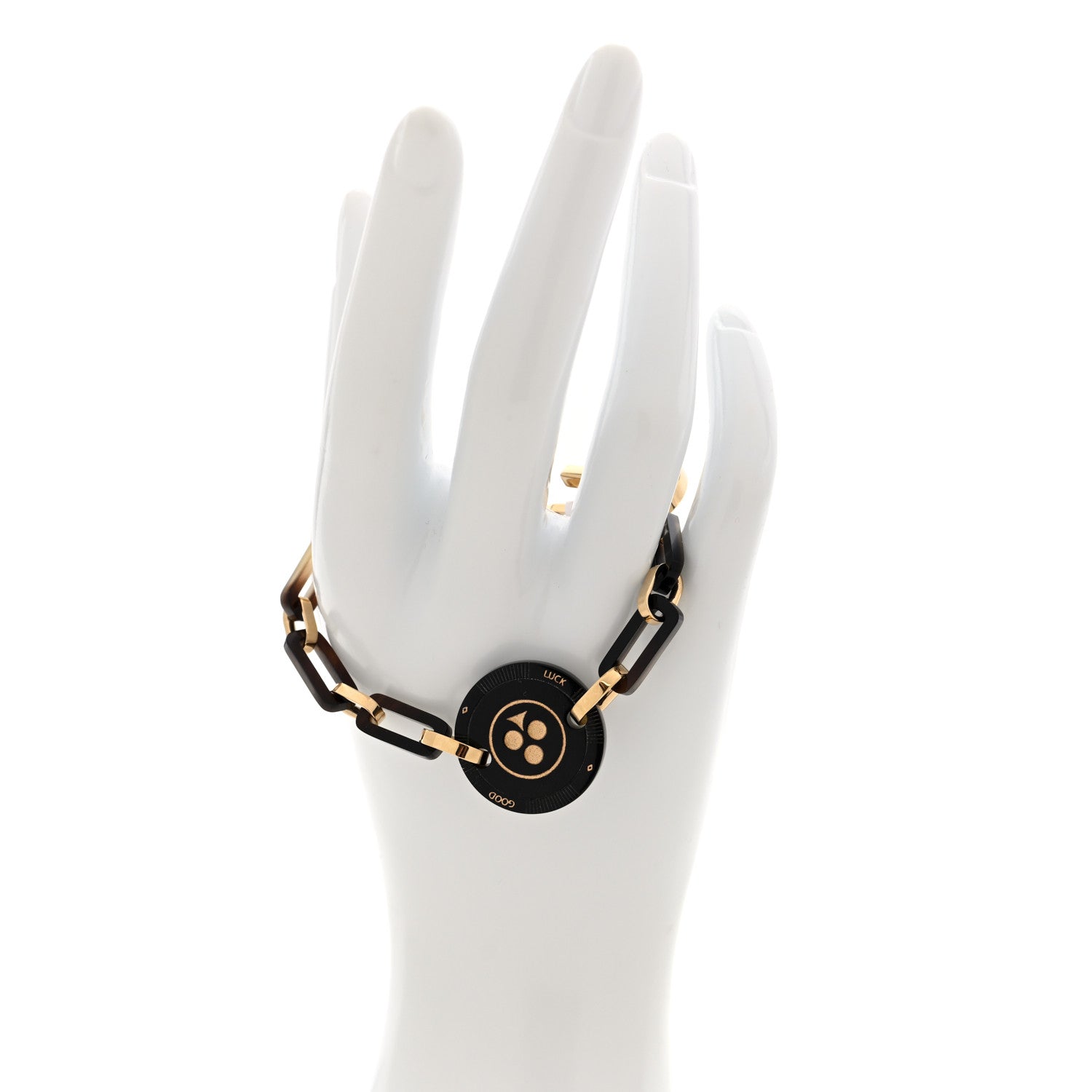 Hermes Metal Buffalo Horn Faites Vos Jeux Link Bracelet Gold Black 2 of 5