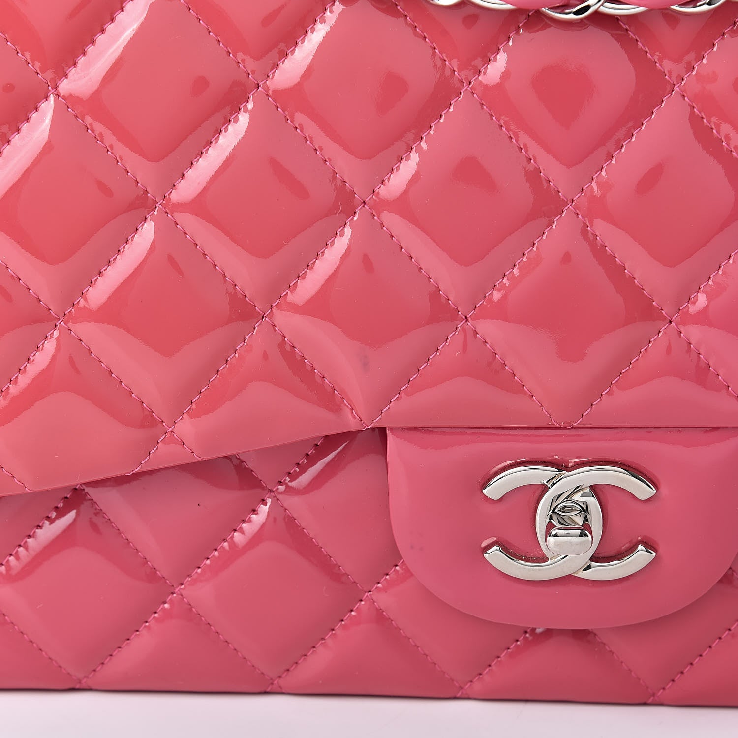 Chanel Patent Quilted Jumbo Double Flap Pink 16 of 16