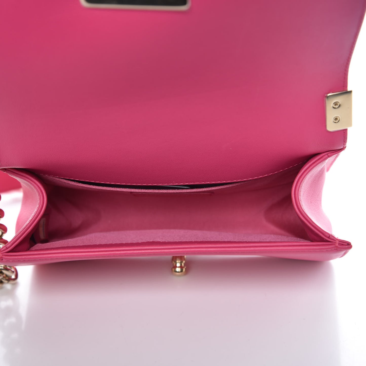 Calfskin Quilted Small Boy Flap Fuchsia