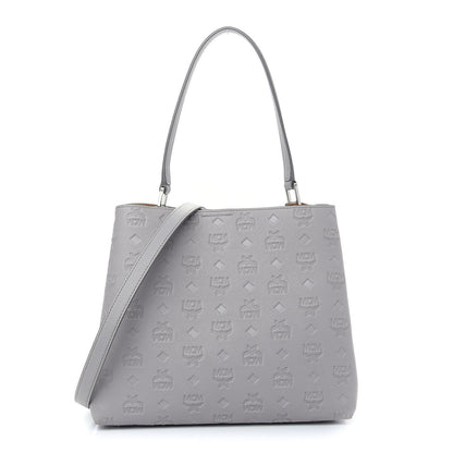 MCM Calfskin Ottomar Monogram Sarah Convertible Hobo Dove 1 of 9