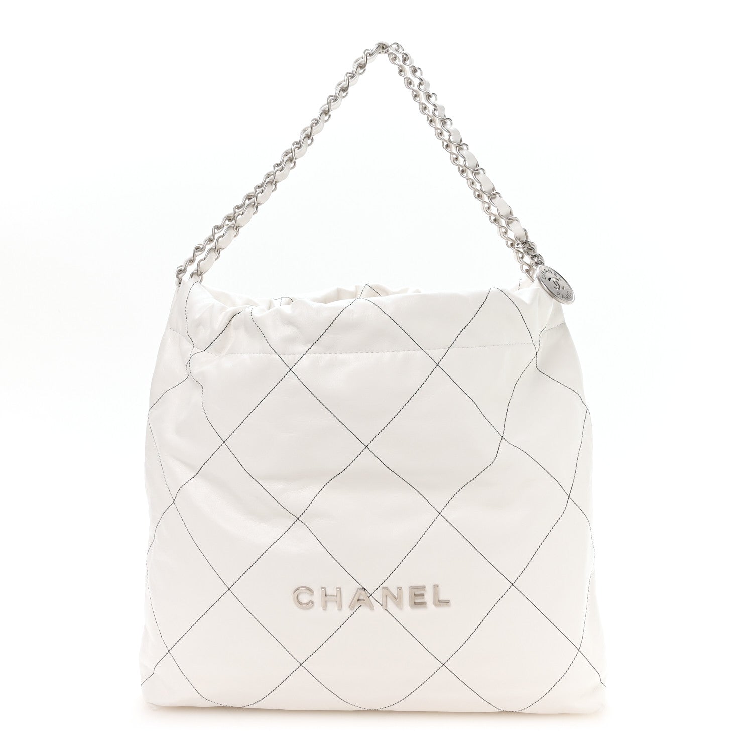 Chanel Shiny Calfskin Quilted Chanel 22 White Black 1 of 11