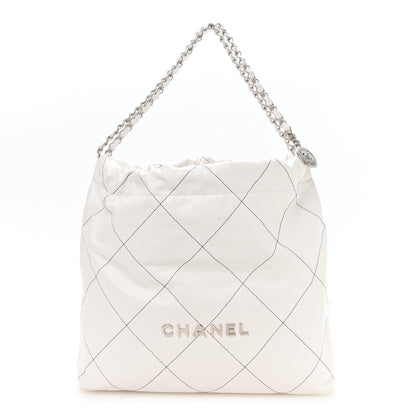 Chanel Shiny Calfskin Quilted Chanel 22 White Black 1 of 11