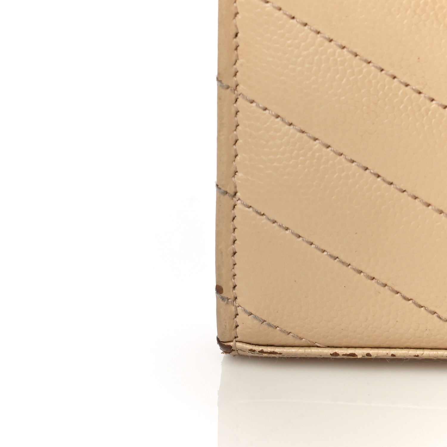 Saint Laurent Grain De Poudre Matelasse Chevron Monogram Chain Wallet Dark Latte 28 of 30