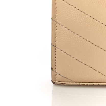 Saint Laurent Grain De Poudre Matelasse Chevron Monogram Chain Wallet Dark Latte 28 of 30