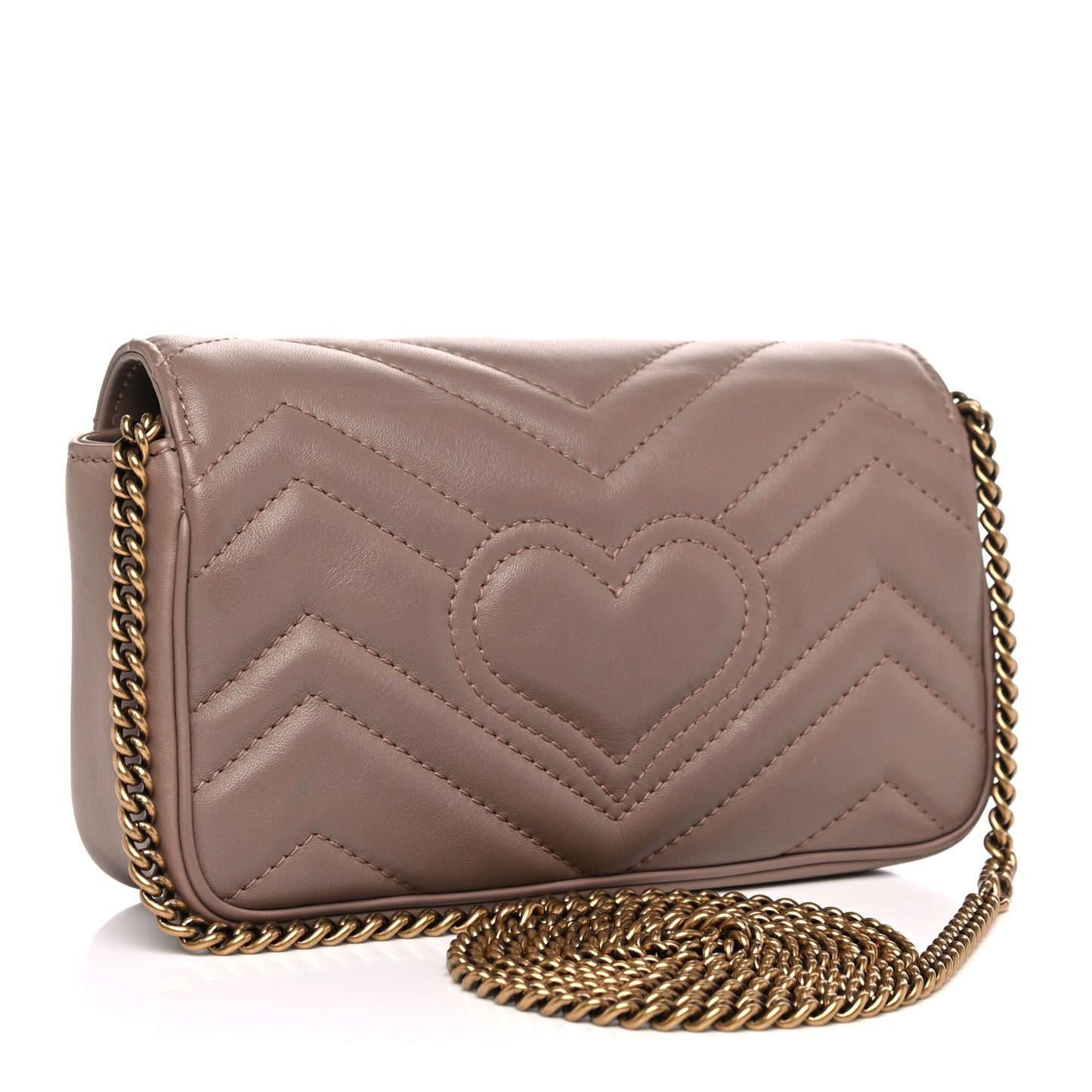Calfskin Matelasse Super Mini GG Marmont Shoulder Bag Porcelain Rose