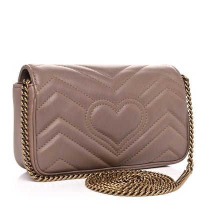 Gucci Calfskin Matelasse Super Mini GG Marmont Shoulder Bag Porcelain Rose 3 of 17