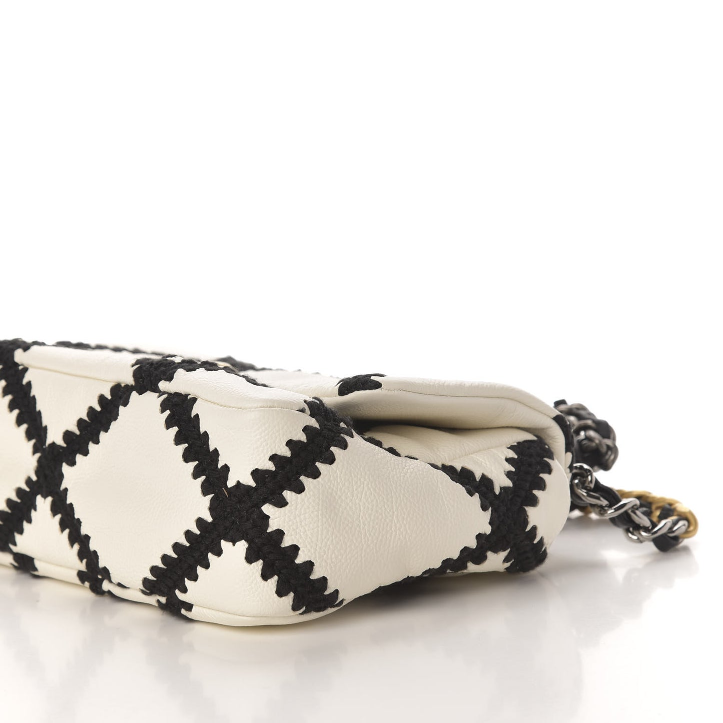 Calfskin Crochet Medium 19 Flap White Black