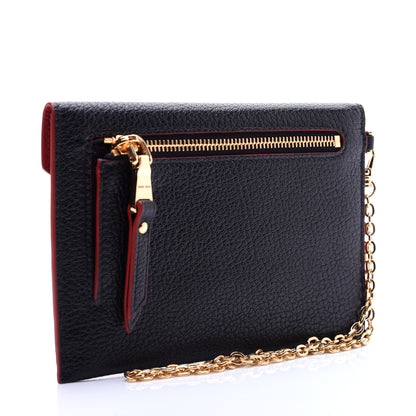 Miu Miu Goatskin Madras Love Wristlet Pouch Black 3 of 11