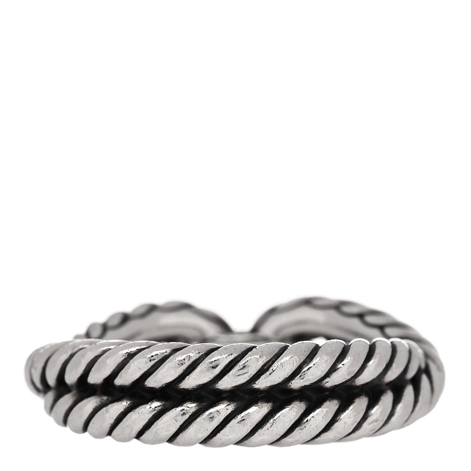 David Yurman Sterling Silver Diamond Cable Loop Band Ring 50 5.5 3 of 4