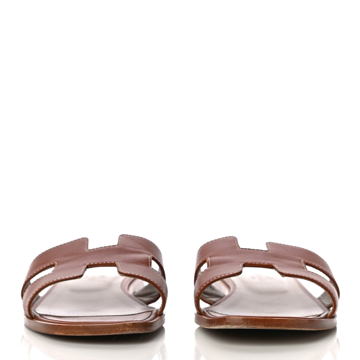 Hermes Box Calfskin Oran Sandals 37.5 Gold 2 of 15