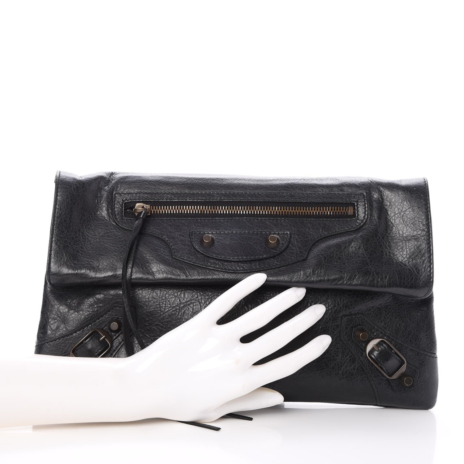 Balenciaga Agneau Classic Hardware Envelope Clutch Black 2 of 7