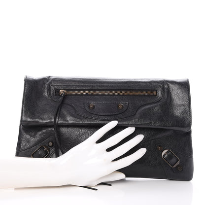 Balenciaga Agneau Classic Hardware Envelope Clutch Black 2 of 7