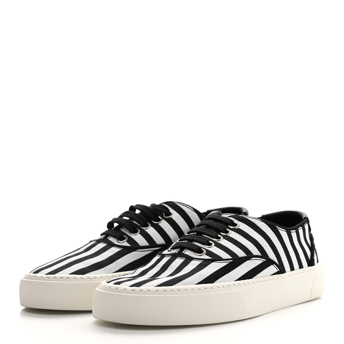Canvas Striped Venice Low Top Sneakers 36.5 Black White