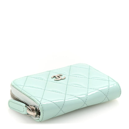 Chanel Patent Calfskin Quilted Zip Coin Purse Light Green 8 of 16