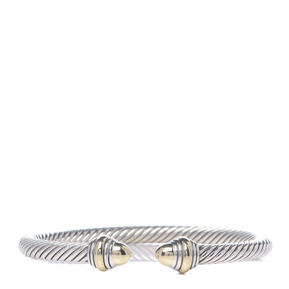David Yurman Sterling Silver 14K Yellow Gold 5mm Cable Classics Dome Bracelet 1 of 7