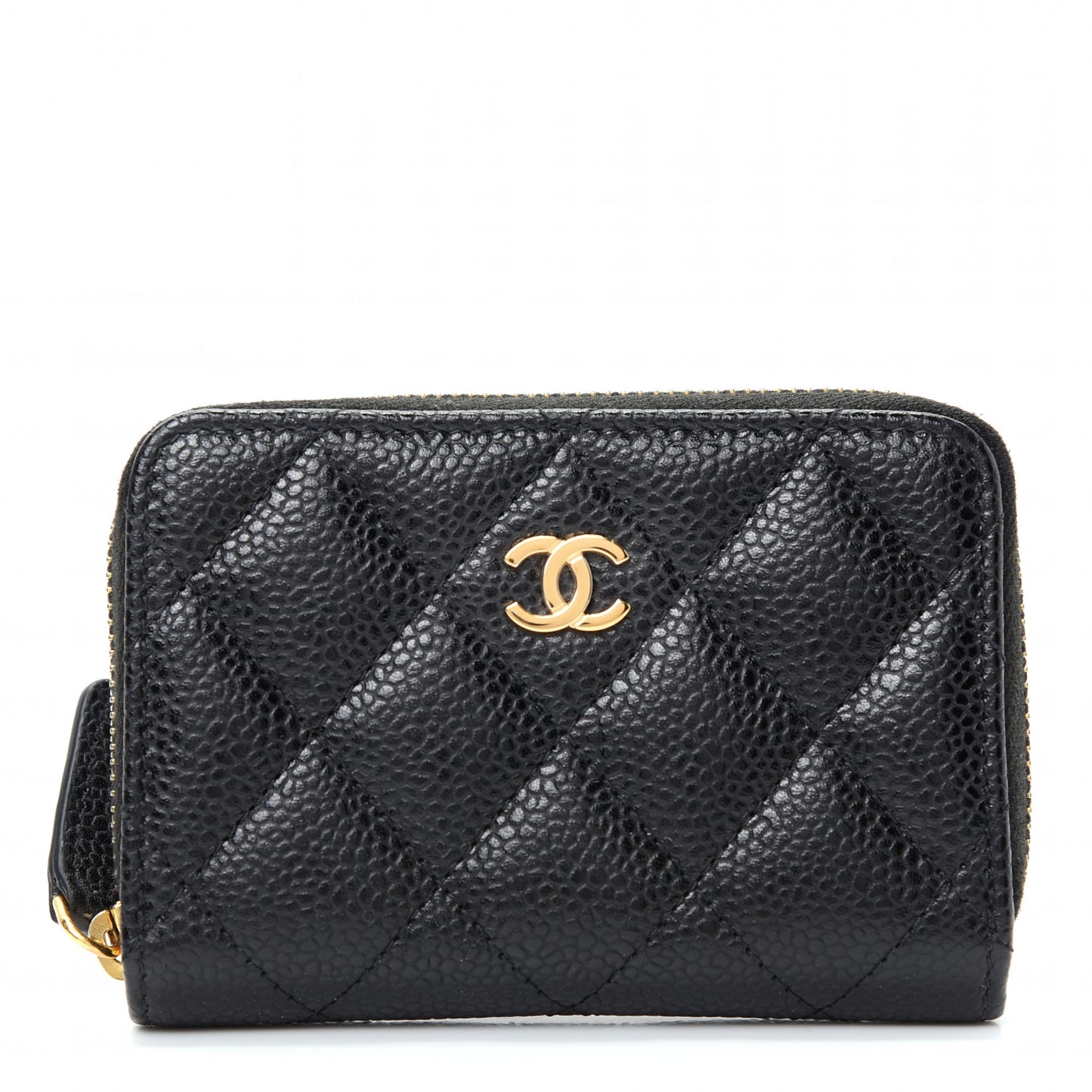 Caviar Quilted Zip Coin Purse Black
