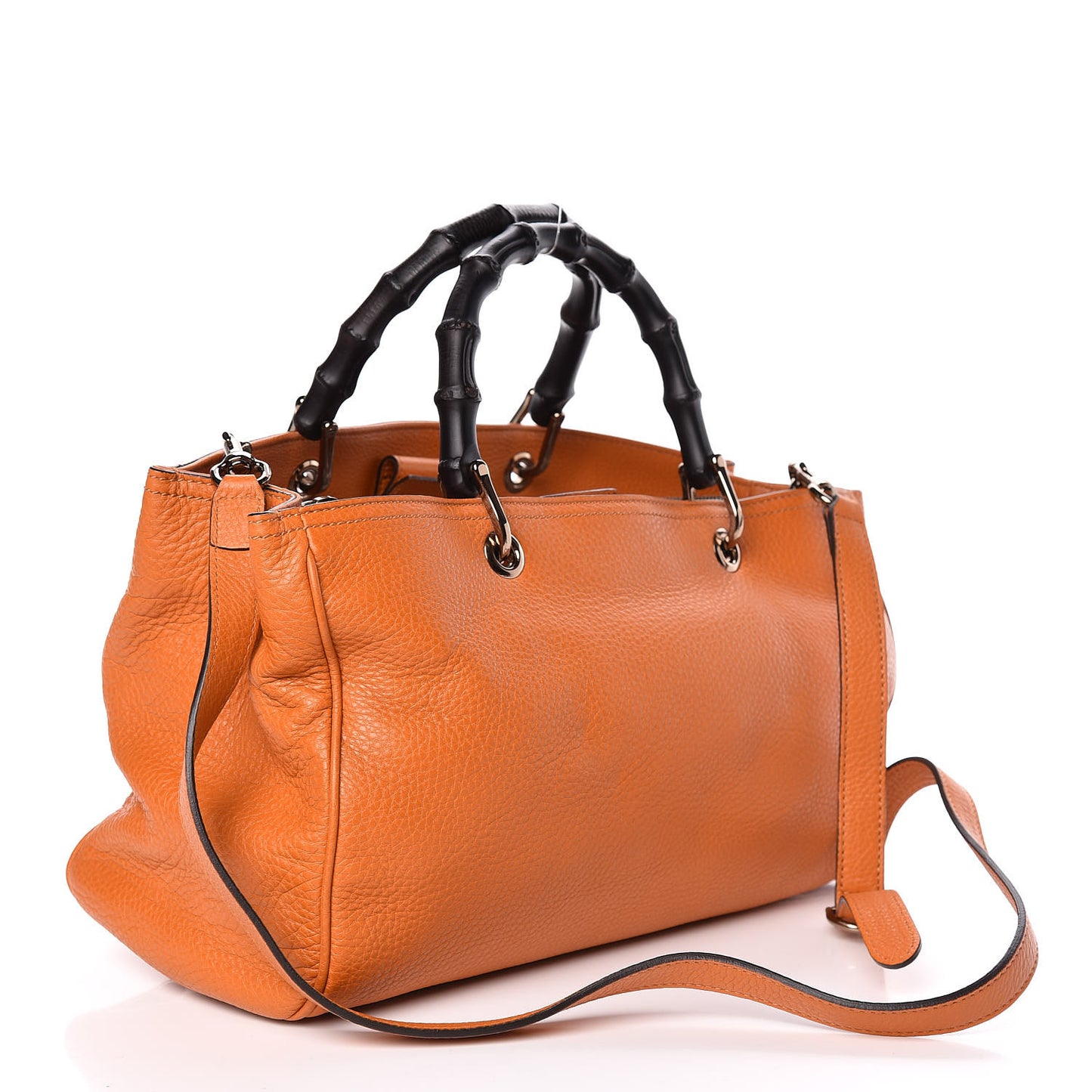 Cellarius Calfskin Medium Bamboo Shopper Tote Orange