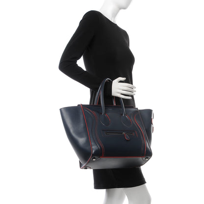 Celine Satin Calfskin Mini Debossed Luggage Navy Blue 2 of 7