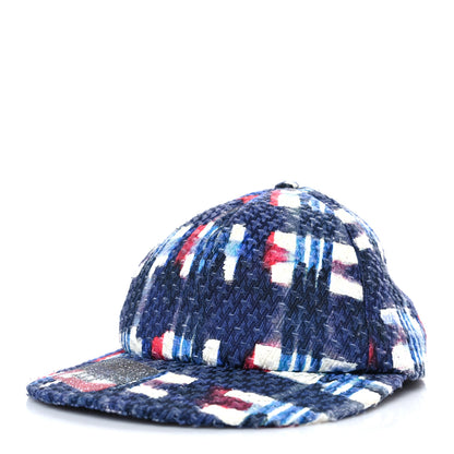 Chanel Tweed Printed Airline CC Cap Hat Red White Blue 1 of 7
