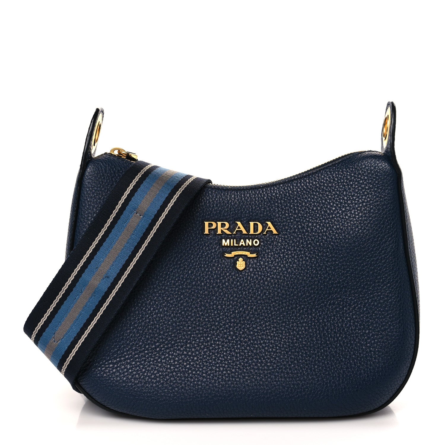 Prada Vitello Daino Zippered Messenger Hobo Baltico 1 of 8