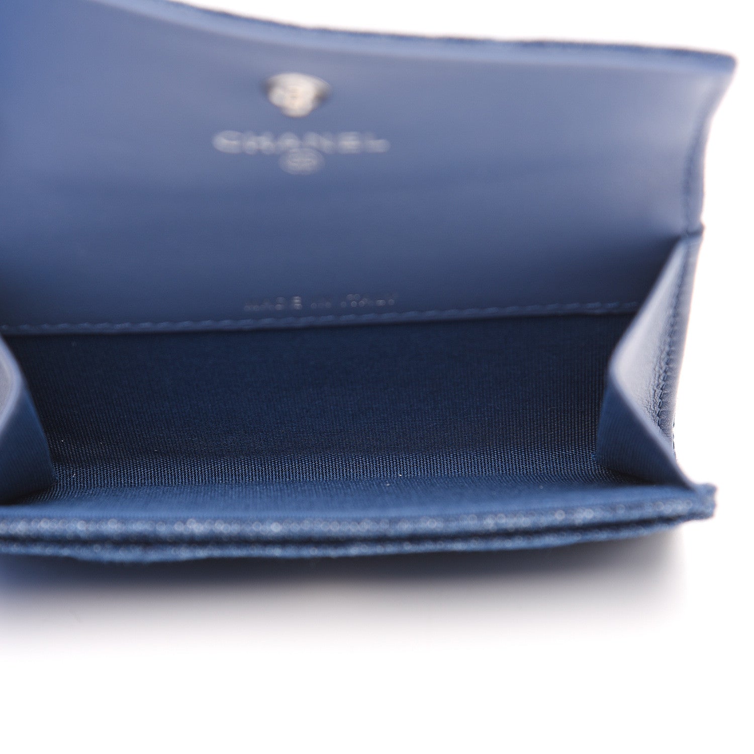 Chanel Denim Camelia Charms Card Holder Blue 4 of 8