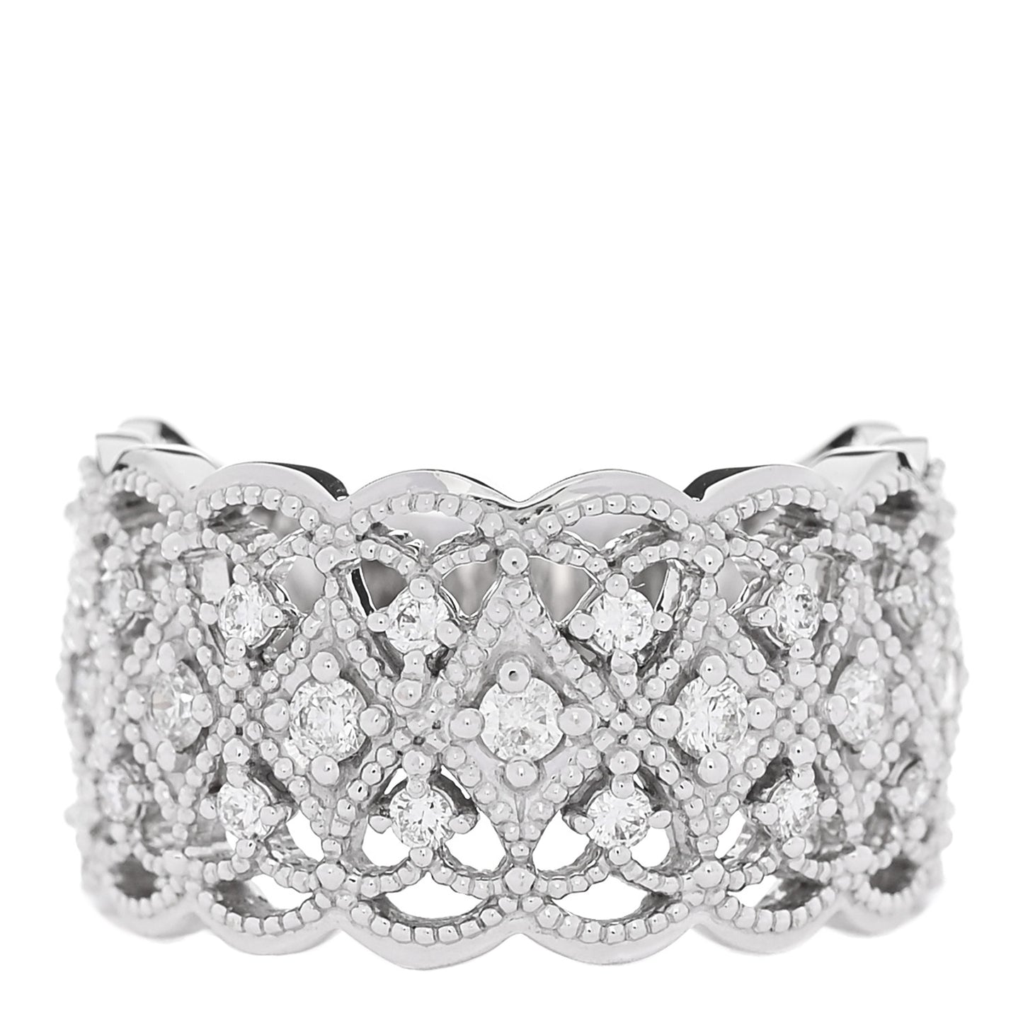 18K White Gold Diamond .35ctw Milgrain Band Ring  53 6.25