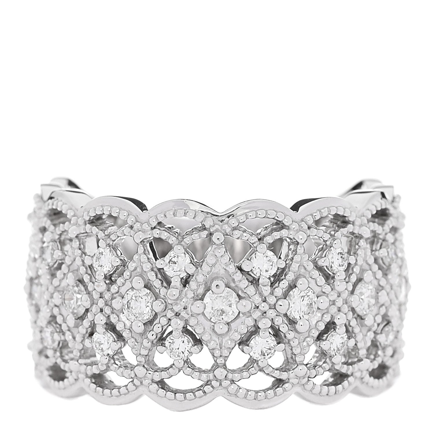 Parker & West by FASHIONPHILE 18K White Gold Diamond .35ctw Milgrain Band Ring  53 6.25 1 of 5
