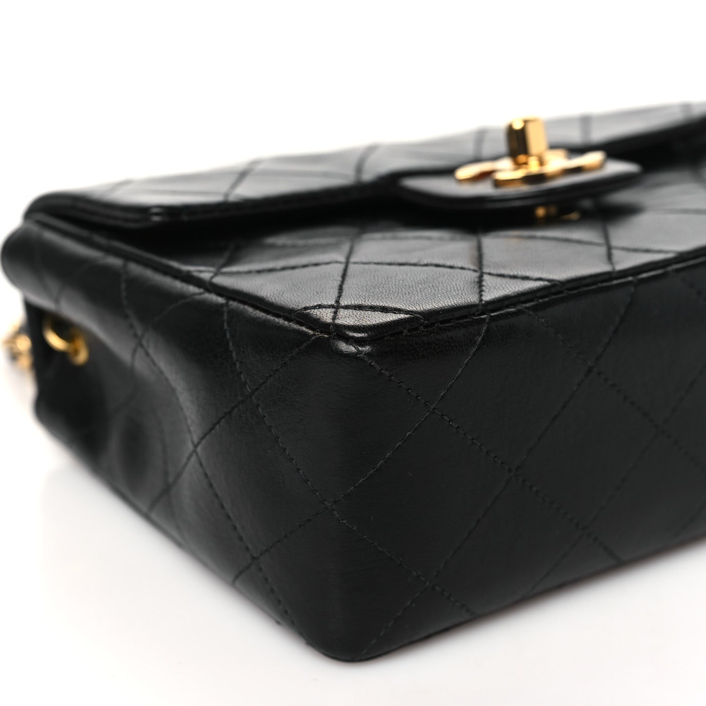Lambskin Quilted Mini Square Flap Black