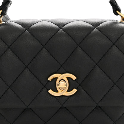 Chanel Calfskin Quilted Top Handle Flap Black 8 of 12