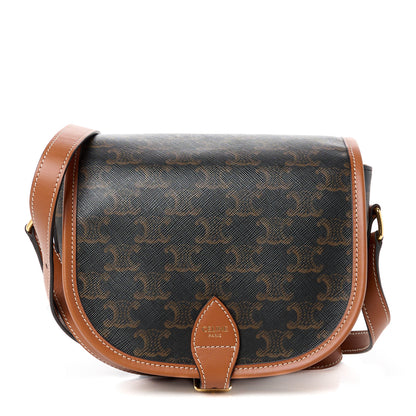 Celine Triomphe Canvas Medium Folco Bag Tan 1 of 10