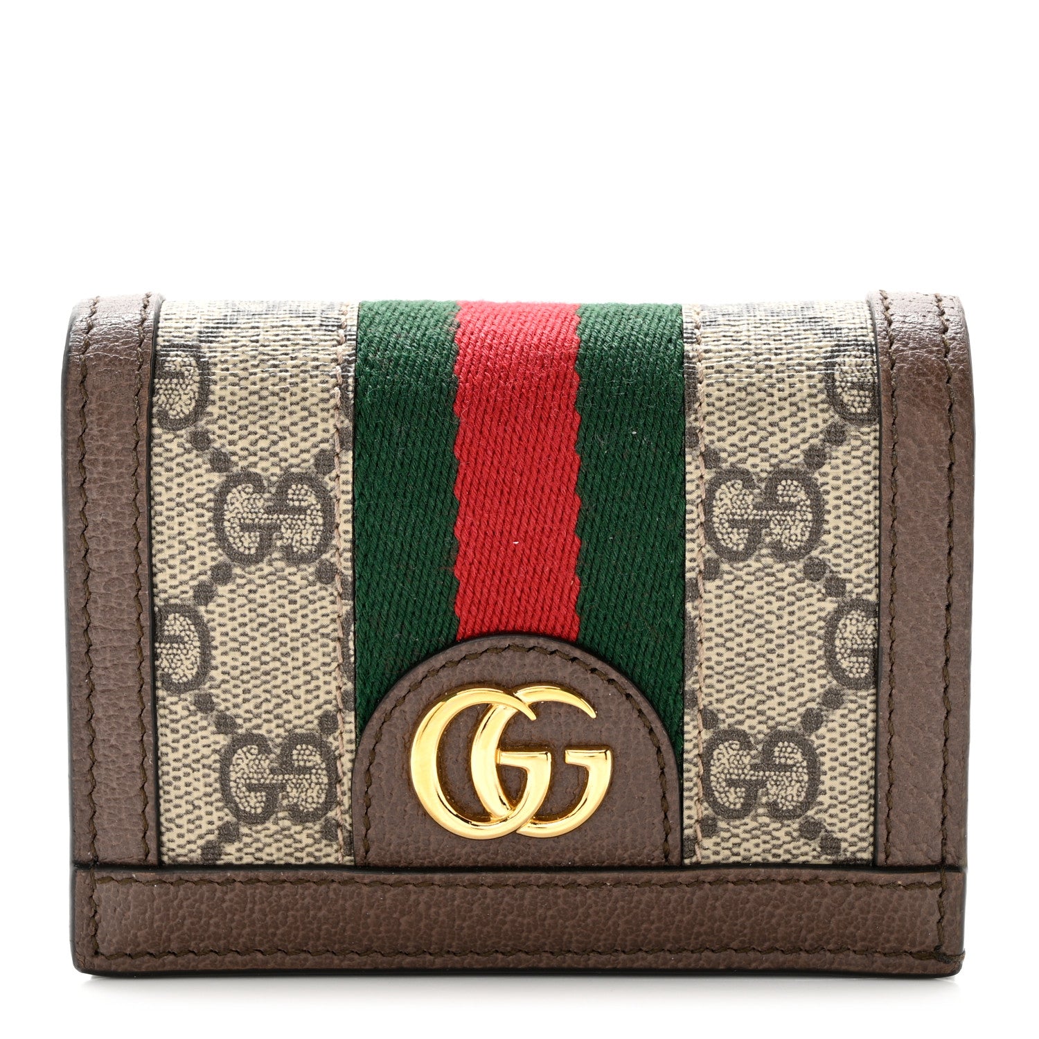 Gucci GG Supreme Monogram Web Ophidia Card Case Beige New Acero 1 of 8