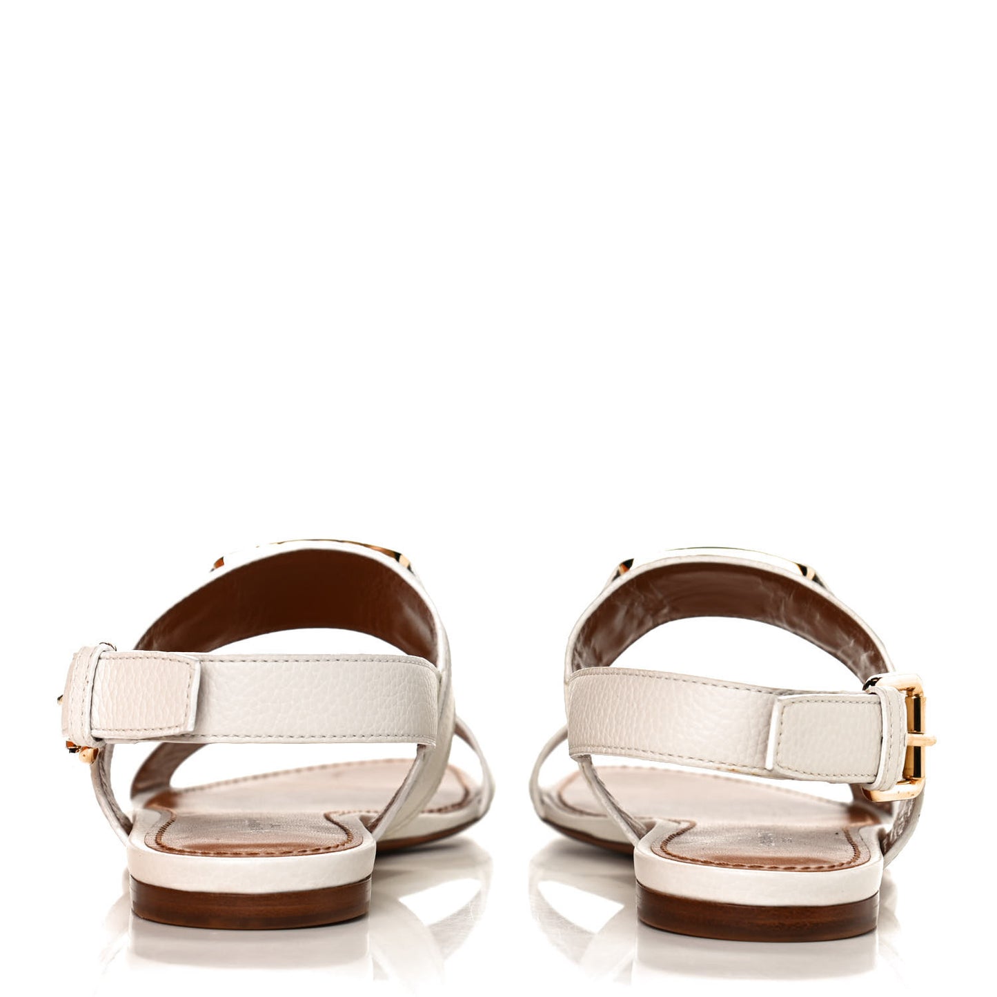 Grained Calfskin Horizon Flat Sandals 37 White