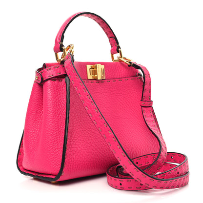 Fendi Cuoio Romano Selleria Mini Peekaboo Iconic Satchel Fuxia 3 of 9