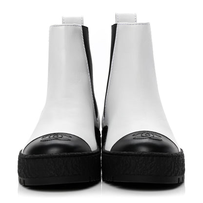 Chanel Calfskin Cap Toe CC Ankle Boots 35 White Black 2 of 5