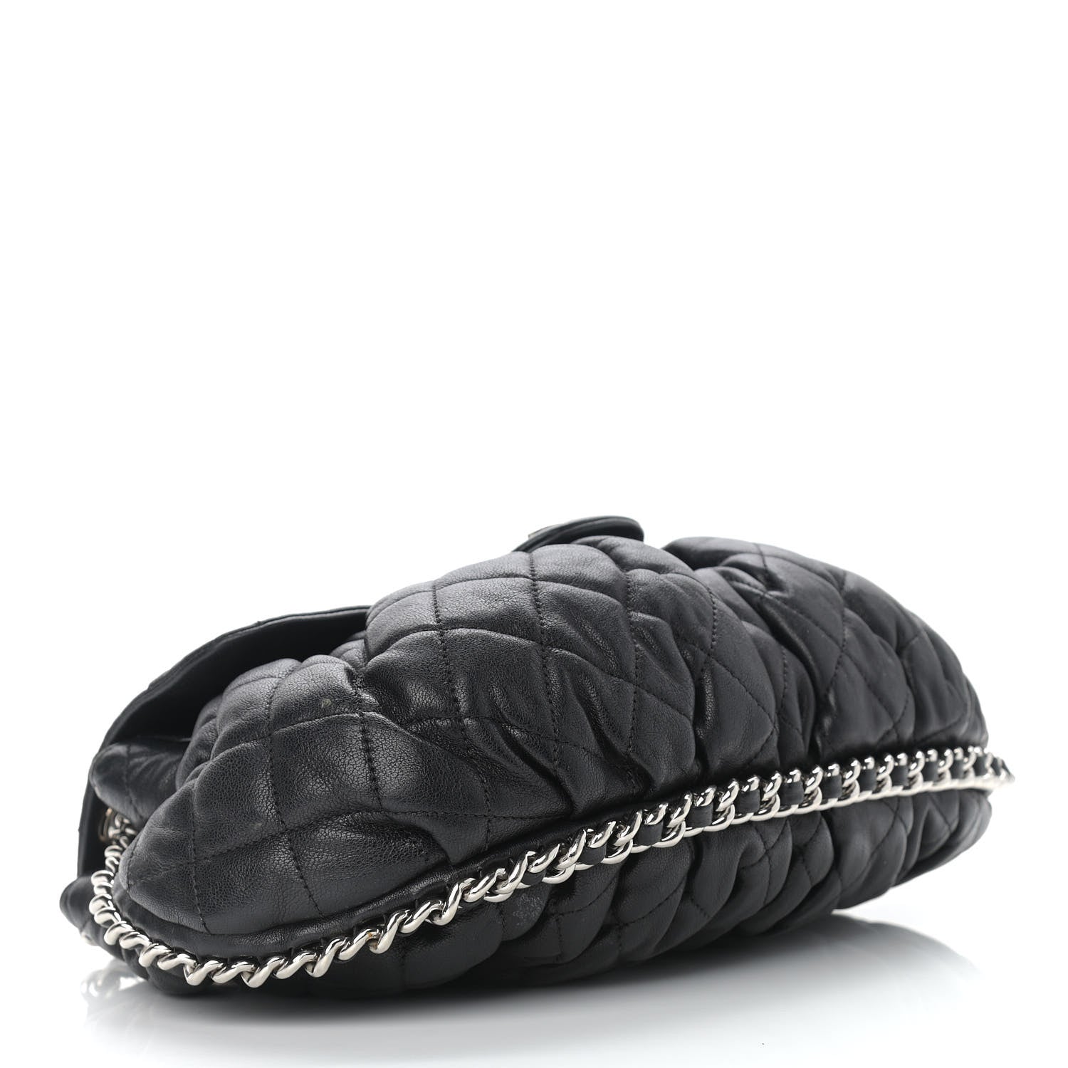 Chanel Washed Lambskin Quilted Medium Chain Around Messenger Black 4 of 11