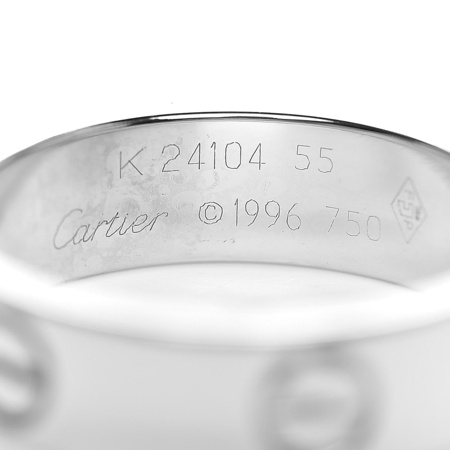 Cartier 18K White Gold 5.5mm LOVE Ring 55 7.25 4 of 4