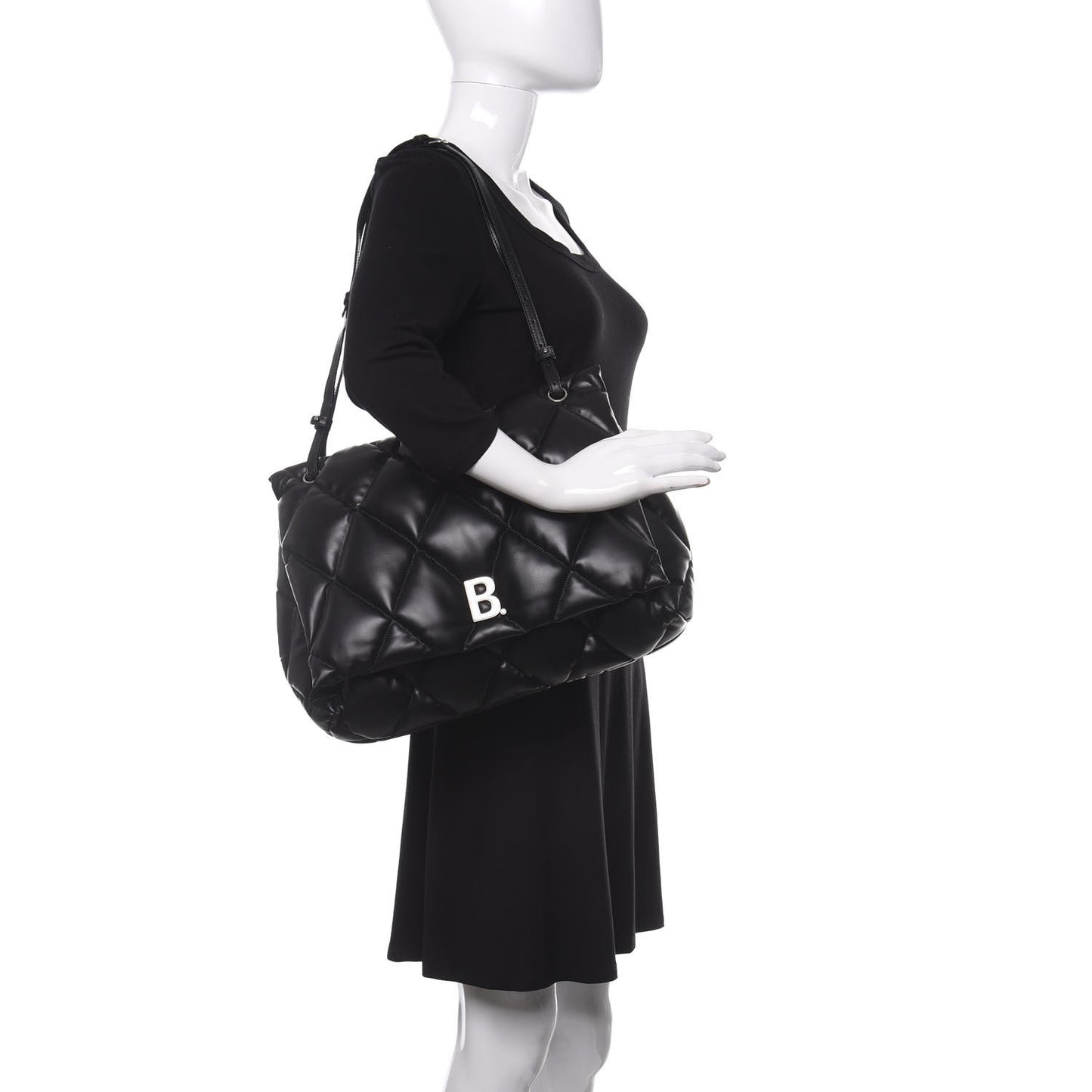 Nappa Calfskin Quilted Large Touch Shoulder Bag Black