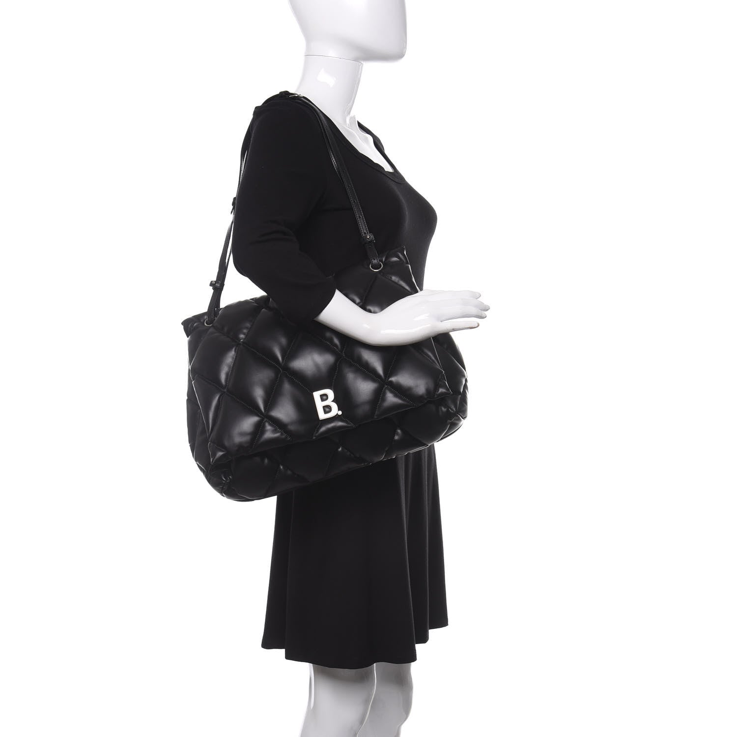 Balenciaga Nappa Calfskin Quilted Large Touch Shoulder Bag Black 2 of 14