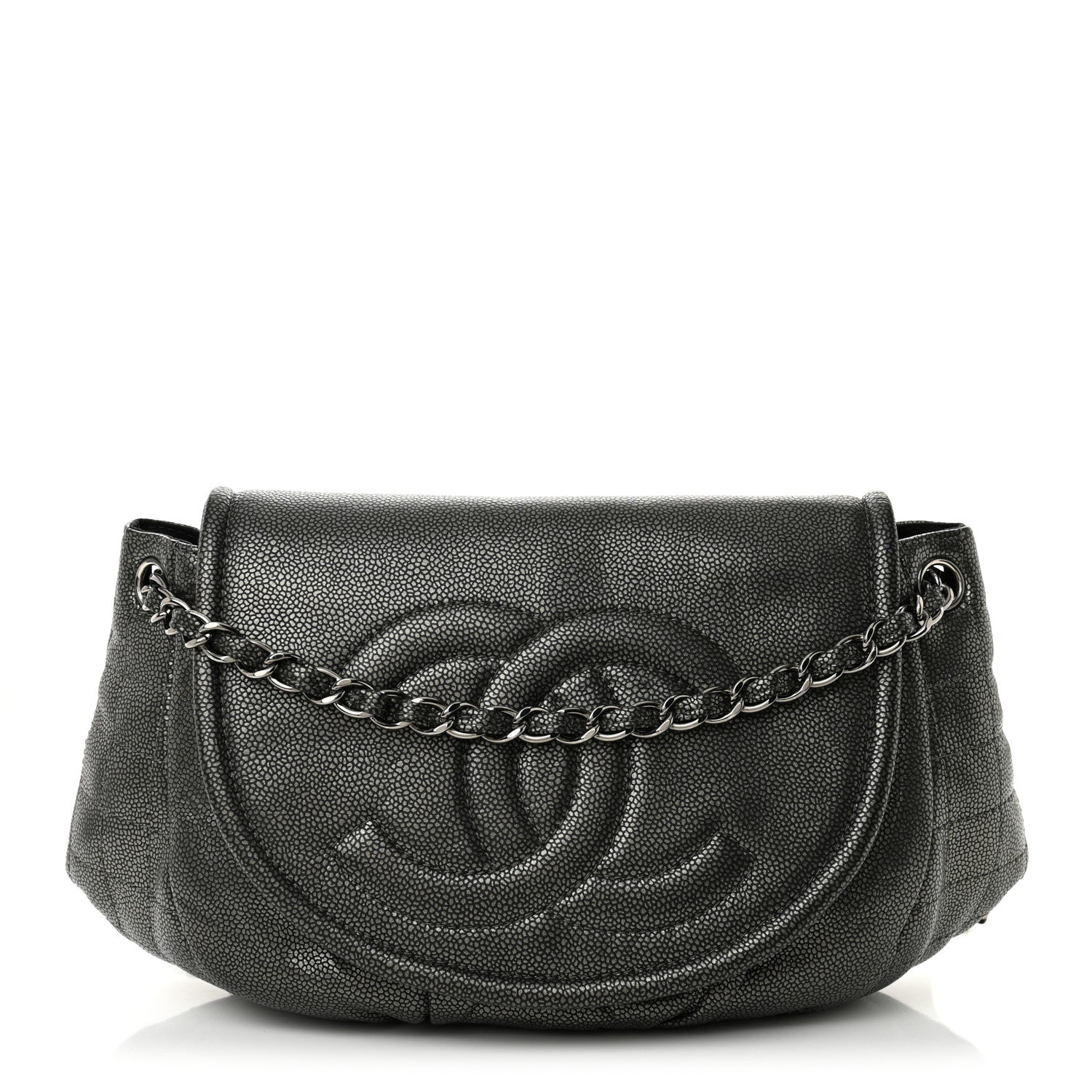 Chanel Caviar Half Moon Large Flap Dark Silver 1 of 10